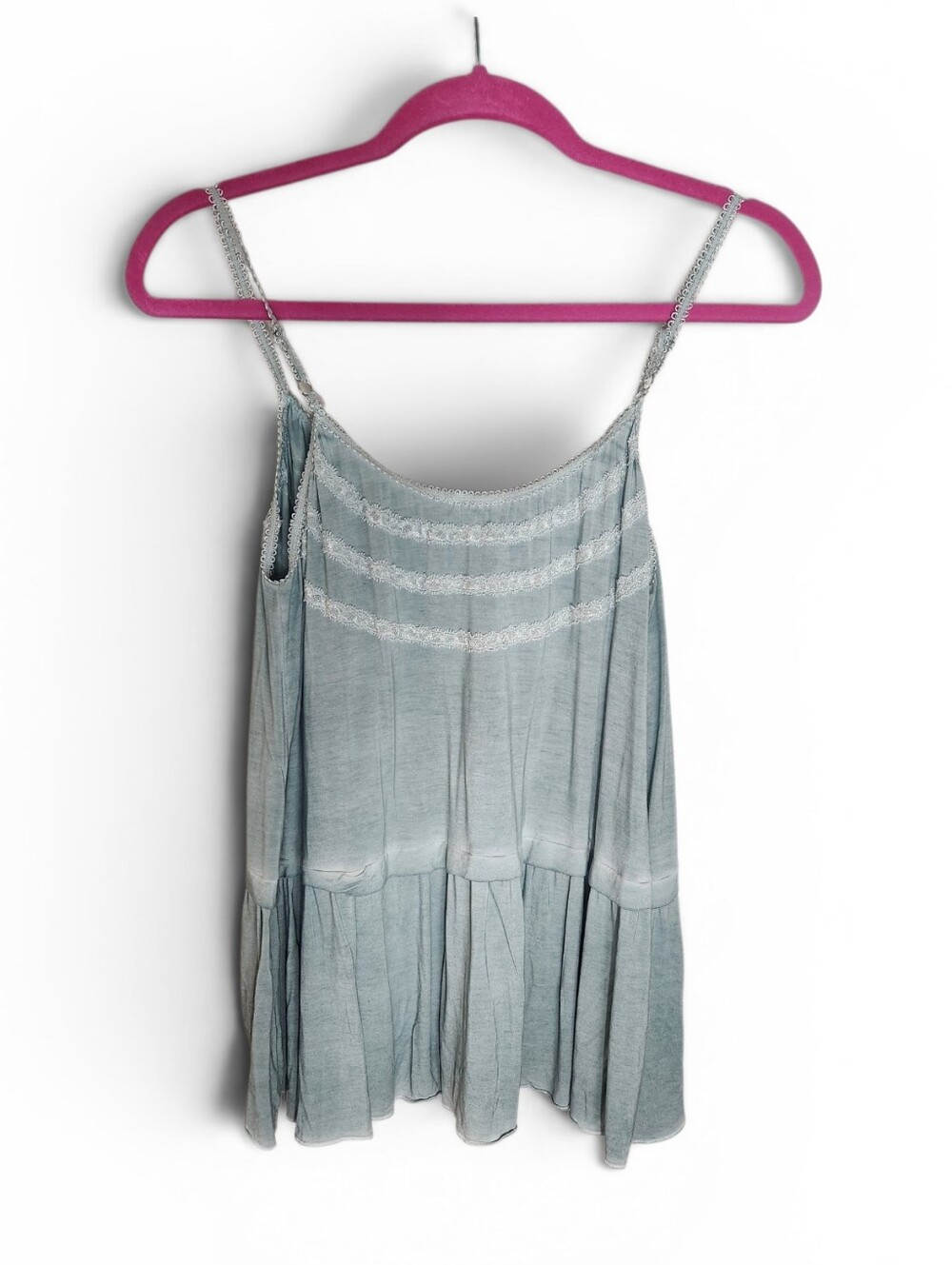 Pol Blue Lace-Trim Flowy Button Front Babydoll Cami - Picture 2 of 6